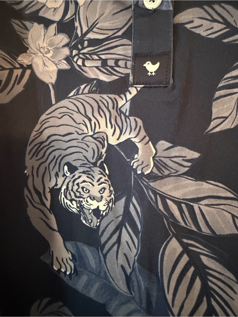 Bad Birdie Navy Floral Crouching Tiger Polo Golf Top large - Picture 2 of 5